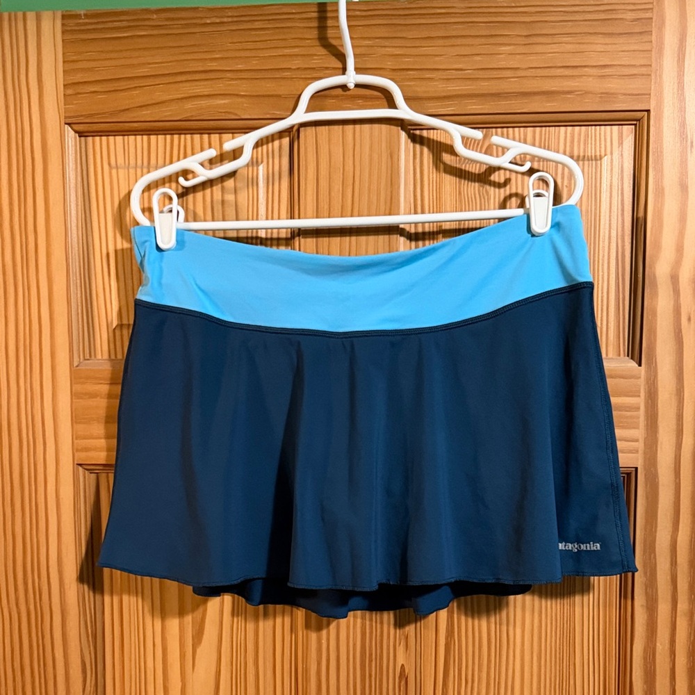 Patagonia, skort, spandex shorts, large, two tone blue